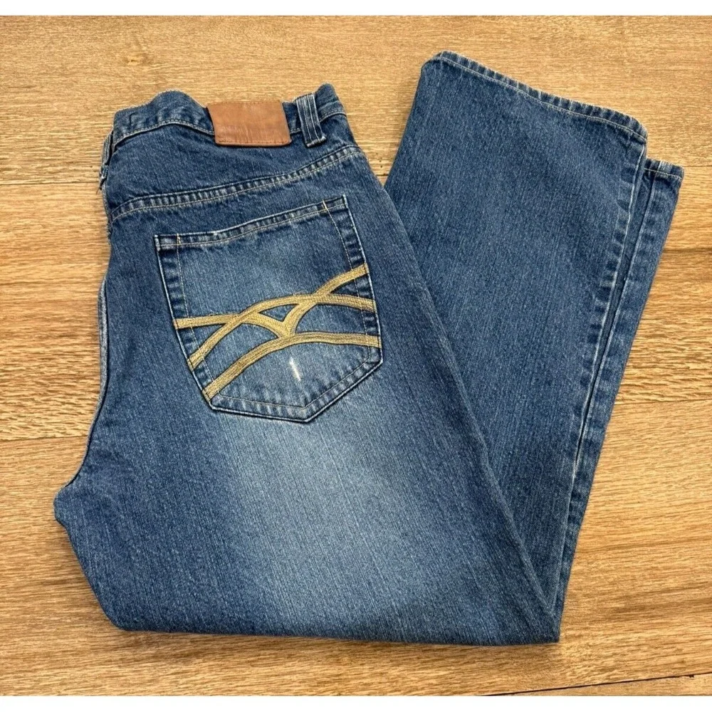 96 NORTH 96N Men's 38 x 30 Distressed Slim Straight Leg Denim Jeans - Picture 5 of 6